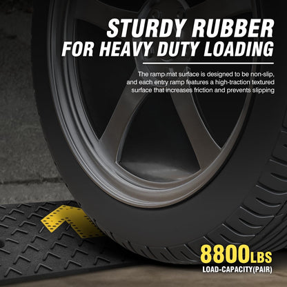 DNA MOTORING 2pcs 4.5" Rise Rubber Arrow Curb Ramp Heavy Duty Loading Threshold Ramp 37.4 in L x 11.8 in W x 4.5 in H for Loading Dock, Warehouse, Wheelchair, Motorcycles, Cars, TOOLS-00650