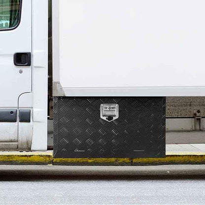 VEVOR Underbody Truck Box, 30" x 17" x 18" Pickup Storage Box, Heavy Duty Aluminum Diamond Plate Tool Box with Lock and Keys, Waterproof Trailer Storage Box with T-Handle Latch for Truck, Van, Trailer