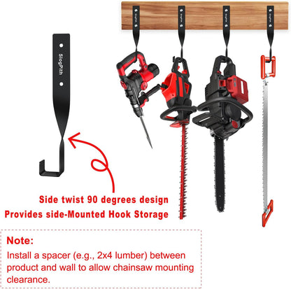 Chainsaw Holder,Chainsaw Holder For Garage Wall Mount, Garage Storage Hooks For Chainsaw,Backpack Blower,Weed Eater&Tools,Rustproof Chainsaw Wall Mount Hanger Organizes Tools,Saves Space (2 Pcs Black)