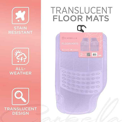 Carbella Automotive Floor Mats for Cars, 2 Piece Car Floor Mats Gray Translucent, Trim-to-Fit All Weather Clear Car Mats for Auto Truck Van SUV, Car Accessories for Women