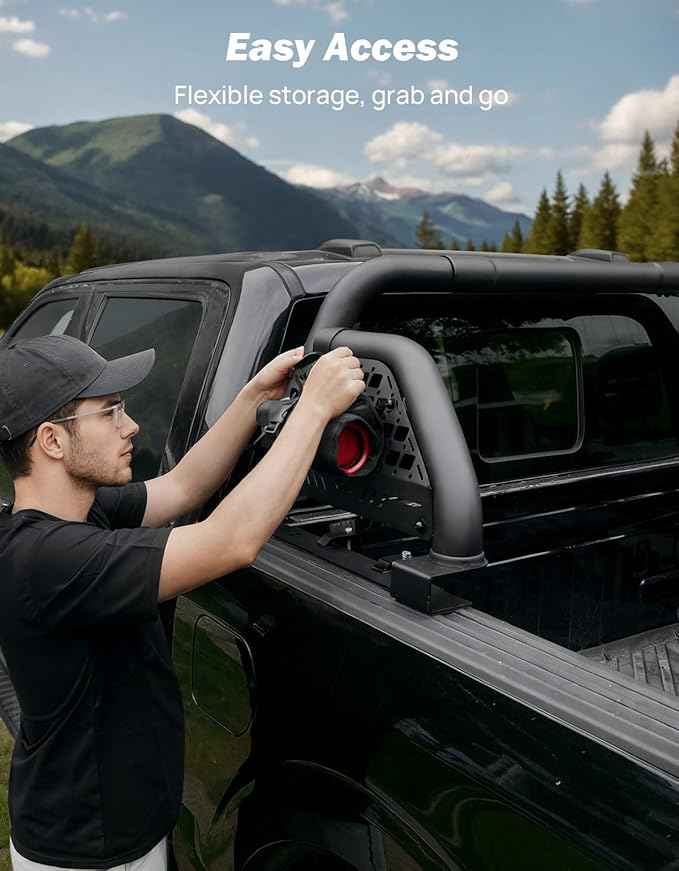 JOYTUTUS Roll Bar for Full-Size Truck Adjustable Chase Rack Pickup Sport Bar Compatible with F150, F250, F350, Silverado, Sierra, Ram 1500 2500 3500, Not fit Mid- Size