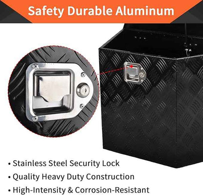 33 Inch Aluminum Trailer Tongue Tool Box 5 Bar Tread Wide Utility ToolBox for Pick Up Truck RV Storage Organizer Tool Box with Lock and Keys - 33"X19"X18" Black