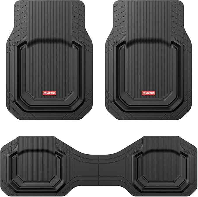 Coverado Car Floor Mats for Cars, Waterproof All Weather Protection, Deep Dish Car Mats, Universal Trim to Fit Automotive Mats Car Accessories for Cars SUV Truck, 3PCS Set, Black