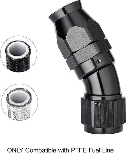 EVIL ENERGY 12AN 30 Degree PTFE One Piece Full Flow End Hose Fitting Aluminum Black