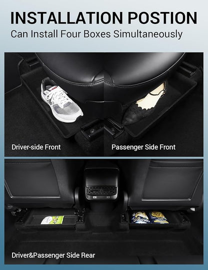 Motrobe 2PCS Tesla Model Y Under Seat Storage Box Organizer Underseat Hidden Tray with Lid for 2020-2024 Model Y Interior Accessories