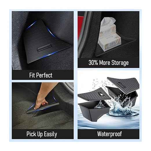 Trunk Organizer ，Compatible for Tesla，Model 3 2024 2025 Waterproof Rear Trunk Storage Bins Side Box with Carpeted Lip Car Travel Accessories(4pcs with TPE Lids)