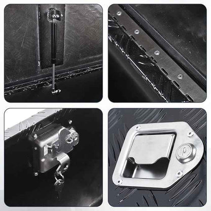 confote 39 Inch Heavy Duty Aluminum Stripes Plated Tool Box Pick Up Truck Bed RV Trailer Tongue Toolbox Waterproof Storage Organizer with Lock and Keys - 39 X 15 X 12 inch,Black