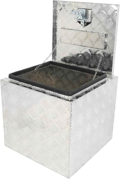 SCITOO 18 Inch Diamond Plate Truck Bed Tool Box,Heavy Duty Aluminum Crossover Storage for Most Full Size Pickups,Lockable Weatherproof Chest,Fits 18" Truck Beds,Easy Access to Load and Unload