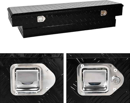 69 Inch Black Heavy Duty Aluminum Tool Box Wide Utility Trailer Stripes Plated 5 Bar Tread for Pick Up Truck Bed RV ATV Organizer Trailer Storage ToolBox w/Lock and Keys (69"X20"X14.75")