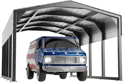 Metal Carport 12x20ft Heavy-Duty | Military-Grade Reinforced Garage Kits with Steel Roof & Hurricane | 100lbs/Sq.Ft Snow/RV/Camper/Truck/Tractor Shelter