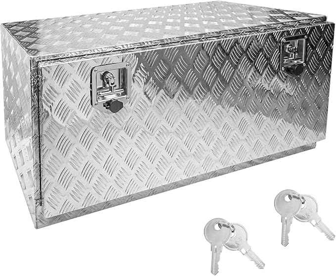 36" x 18" x 18" Truck Tool Box Pickup Truck Bed Toolbox Heavy Duty Aluminum Underbody Truck Box Compatible With RV Trailers Storage Organizer with Lock & Keys Silver