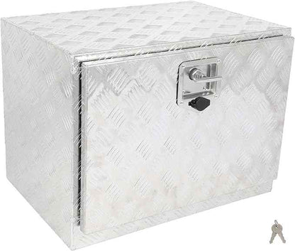 SCITOO 24 Inch Diamond Plate Truck Bed Tool Box,Aluminum Heavy Duty Crossover Storage for Most Full Size Pickups,Lockable Weatherproof Chest,Fits 24" Truck Beds,Easy Access to Load and Unload