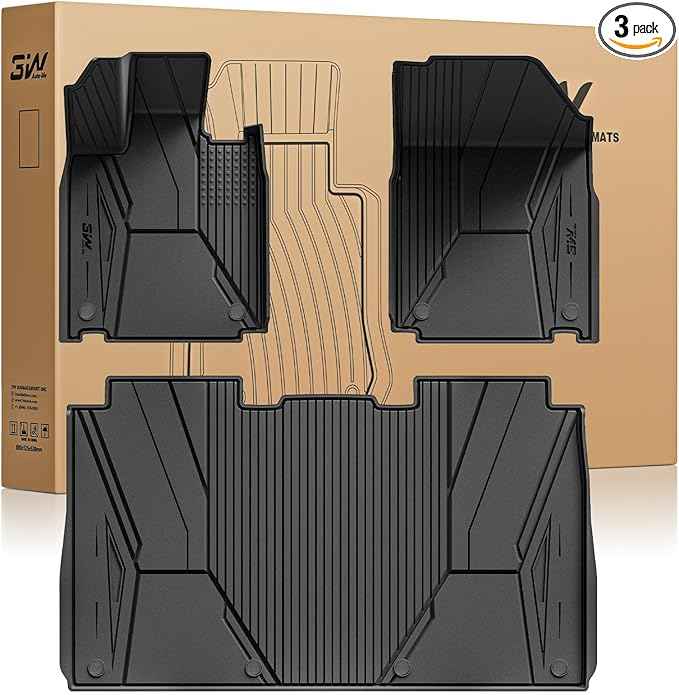 3W Floor Mats for Tesla Cybertruck 2023 2024 2025 2026, TPE All Weather Protection Waterproof Custom Fit Floor Liner for 1st, 2nd Row for Cybertruck, Black