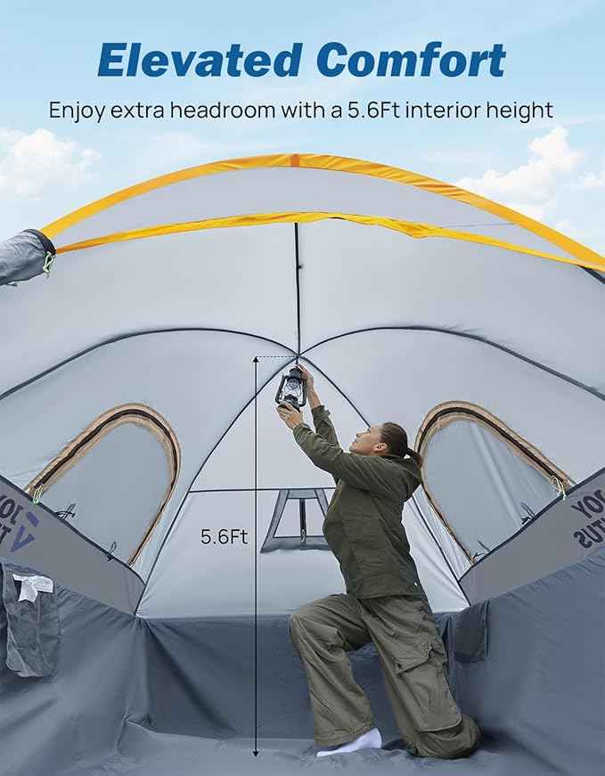 JOYTUTUS Pickup Truck Tent 2.0, Waterproof PU2000mm Double Layer for 2 Person, Portable Truck Bed Tent with Rainfly, 5.5'-5.8' Camping Preferred - Orange