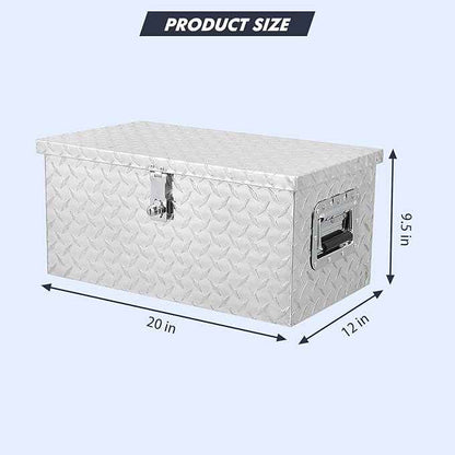 Trailer Tongue Box, Heavy Duty Storage With Lock and Keys, Utility Truck Tool Box Storage Organizer, Tool Chest for Pickup Truck Bed, RV, 20"x10"x12" (20"x10"x12"- Sliver -QG)