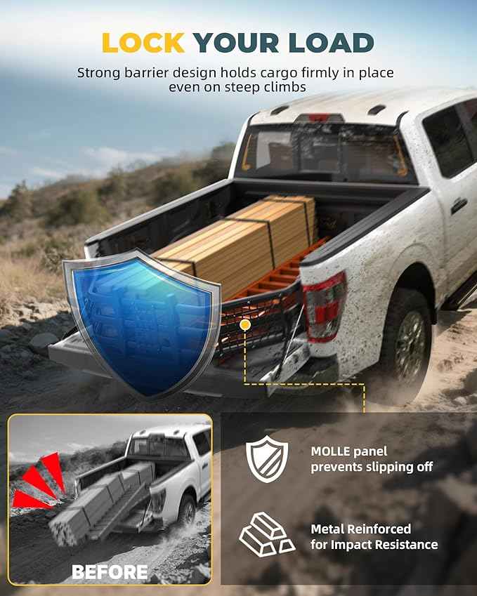 Truck Bed Extender Fit for 2015-2022 Chevrolet Colorado & GMC Canyon, 2022-2026 Hyundai Santa Cruz & Ford Maverick, 2011-2026 Ford Ranger, Upgraded Tailgate Extender with MOLLE Panel
