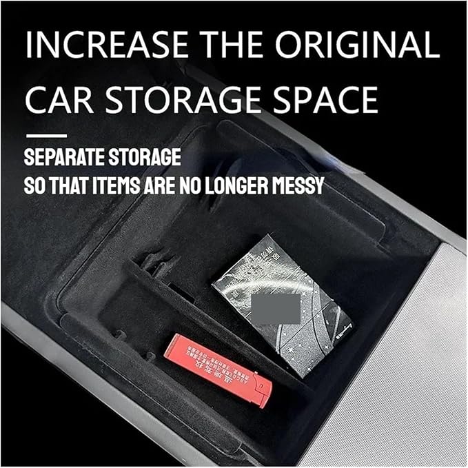 Car Storage Box Compatible For Tesla Model 3 2024 Center Armrest Hidden Box Cup Holder Console Organizer Car Box Accessories(B(ABS))
