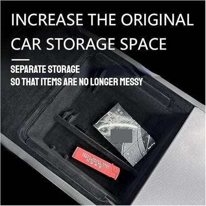 Car Storage Box Compatible For Tesla Model 3 2024 Center Armrest Hidden Box Cup Holder Console Organizer Car Box Accessories(B(ABS))