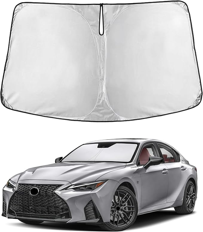 EcoNour Windshield Sun Shade Compatible for Lexus is 2014–2026 | Sedan Front Window Sun Visor Protector | Foldable 4-Layer Sunshade | Blocks UV Rays & Reduces Interior Heat