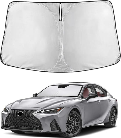 EcoNour Windshield Sun Shade Compatible for Lexus is 2014–2026 | Sedan Front Window Sun Visor Protector | Foldable 4-Layer Sunshade | Blocks UV Rays & Reduces Interior Heat