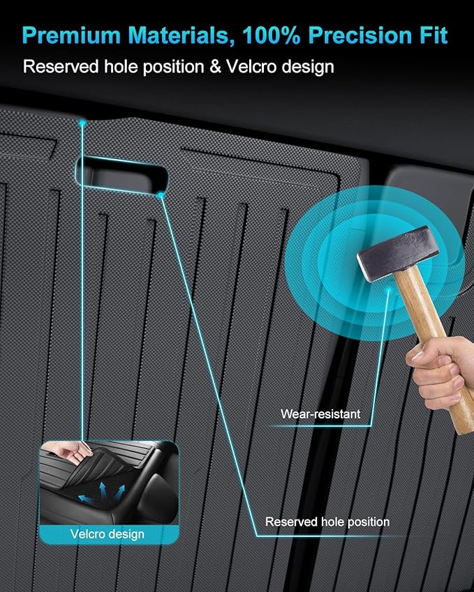 Cargo Mat Compatible with Tesla Model 3 2018-2023, Heavy-Duty TPE Trunk Liner Rear Seat Back Protector Model 3 Accessories Custom Fit Trunk Mat- 5PCS