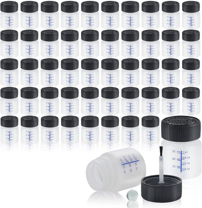 Lichamp Touch Up Paint Container, 50-Piece 1 oz Paint Touch Up Bottles with Brush, 1 Ounce (30ml) A150TP