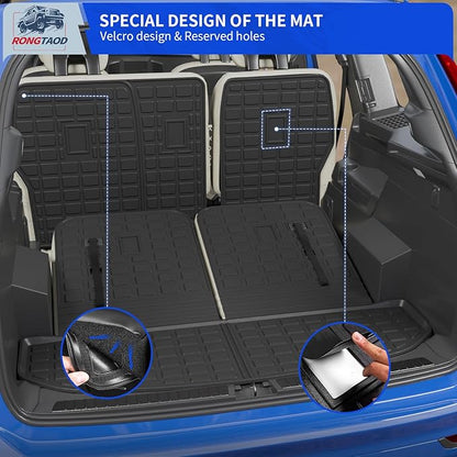 Rongtaod Floor Mats Compatible with 2021-2025 2026 Kia Sorento 6&7 Seats NO Hybrid Cargo Mat Cargo Liner Trunk Liner Trunk Mat Kick Mats Back Seat Protector 2024 Fuel Sorento Accessories (Set of 7)