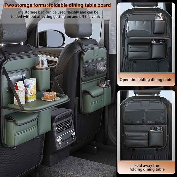 Backseat Car Organizer,5 Storage Pocketscar Seat Organizer,Car Storage Organizer with Foldable Food Tray,Car Seat Back Protectors Kick Mats Travel Accessories