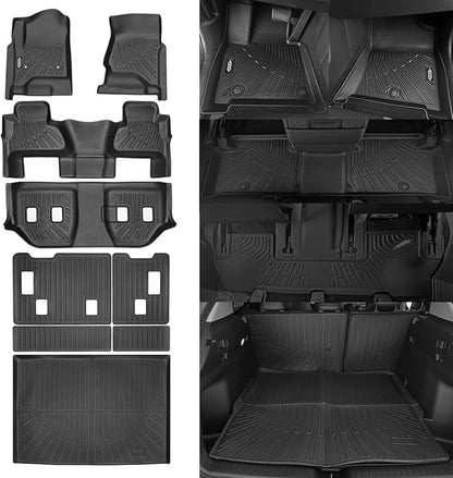 Custom Fit Floor Mats for 2015-2020 Chevrolet Suburban/GMC Yukon XL 7 Seats Bucket Seats, All Weather TPE Floor Liners & Trunk Mat & Backrest Protectors, Odorless Full Set Interior Accessories