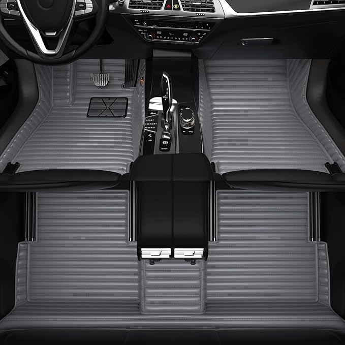 Customized Personalized car Floor MATS Luxury Full-Body car Floor mats are Suitable for 99% of Vehicle Models (Pickup Trucks/SUVs/sedans) and Offer Personalized Text Customization (=Gray)