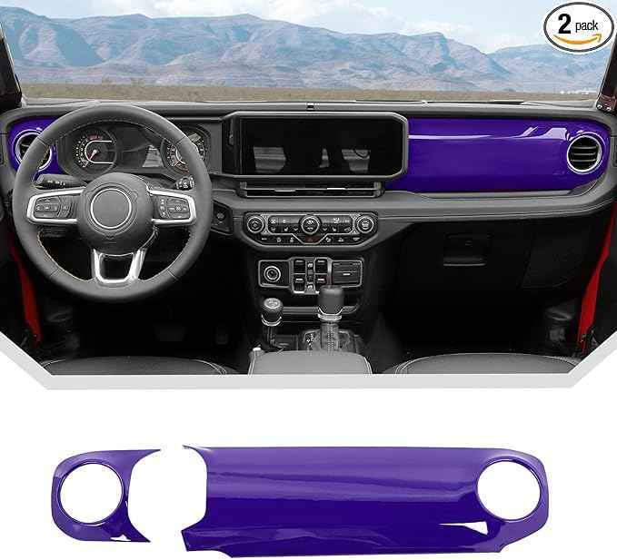 JeCar Purple Center Console Dashboard Trim Overlay for 2024+ Jeep Wrangler JL Interior Accessories (2pcs)