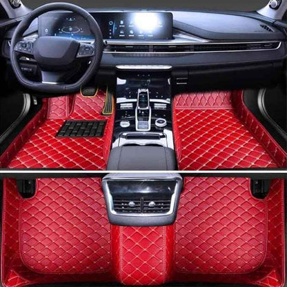 MAEVEN Customized Leather car Floor mats Suitable for 99% of car Models All-Weather Protection Waterproof Anti Slip Men's Women's car Liners (red)