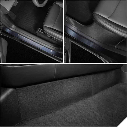 LUCKEASY 5PCS Door Sill Protective Cover for Tesla Model Y Juniper 2025 2026 Standard & Premium & Performance Front & Rear Door Threshold Strip & 2nd Row Seat Lower Protector Accessories Black TPE