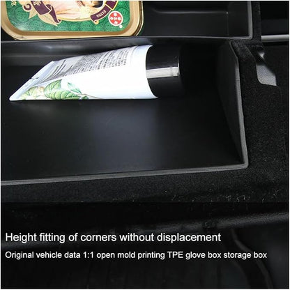 Compatible for Tesla Model 3/Y 2017-2022 Car Copilot Storage Box Accessories Glove Box Layered Sorting Board Glove Box Storage Box TPE, huangtao2004