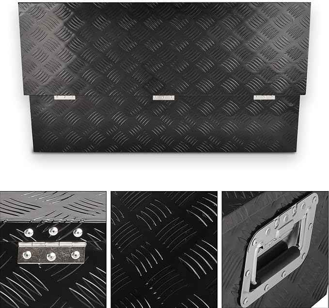 39 Inch Black Aluminum Tool Box 5 Bar Tread ToolBox for Truck Bed Car Outdoor Trailer Pickup Underbody RV ATV Storage Underbed Tools Organizer with Lock and Keys (39"X13"X10")