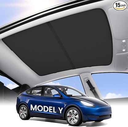 Zanch Tesla Model Y Sunshade Roof [2025 Cooling Tech, UV Reflective] Magnetic No Sag Foldable Roof Glass Sun Shade for Model Y (2020-2025) Tesla Accessories 2025 - Black