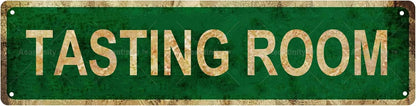 TASTING ROOM Non-Embossed Vintage Metal Tin Street Sign Bar Cafe Garage Cave Home Room Wall Bathroom Farmhouse Garden Porch Patio Decor, 16 x 4 Inch