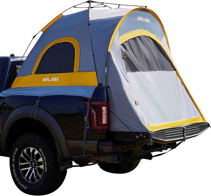 Golabs Truck Bed Tent for 5-6 Ft Bed, 8-Minute Easy Setup by Pre-Assembled Design, Waterproof PU2000mm, 2-Person Portable with Extra Rainfly Cover for Camping & Outdoor, Includes Storage Bag
