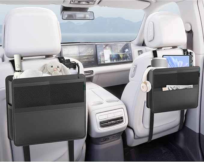 FLORICH Car Backseat Organizer and Trash Can 2-in-1, Premium Hanging Front and Seat Back Organizer, Waterproof Organizer Storage Upgraded for Car Truck SUV