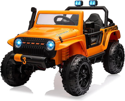 24V Ride on Toys for Big Kids, 2 Seater Electric Truck with Remote Control, 4.3 MPH Max Speed, Bluetooth, 4WDS, Led Headlight & Music Player - AutoBay