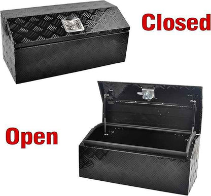 30 Inch Aluminum Trailer Tongue Tool Box 5 Bar Tread Wide Utility ToolBox for Pick Up Truck RV Storage Organizer Tool Box with Lock and Keys - 30"X13.2"X13.5" Black