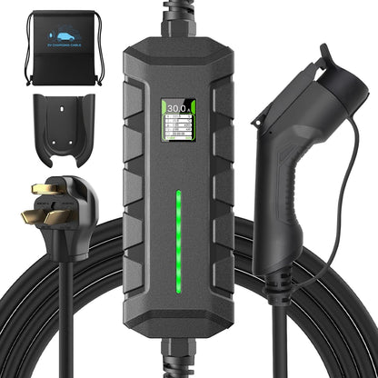 Level 2 EV Charger ETL Certified, 30A 7.2KW Home Charging Station, Plug-in NEMA 10-30, Portable EV Charger with 25FT Cable for SAE J1772 Cars