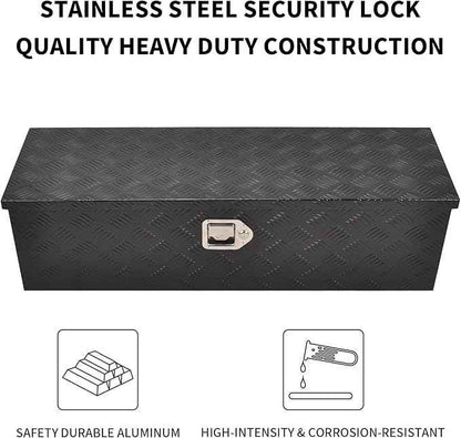 39 Inch Black Aluminum Tool Box 5 Bar Tread ToolBox for Truck Bed Car Outdoor Trailer Pickup Underbody RV ATV Storage Underbed Tools Organizer with Lock and Keys (39"X13"X10")