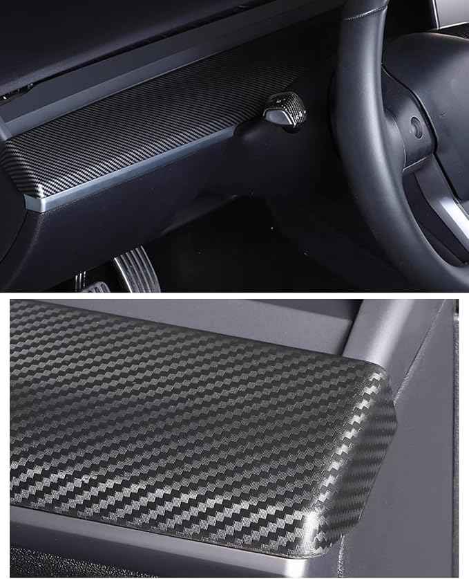 Matte Carbon Fiber Dashboard Cover and Front Door Cover Compatible with Tesla Model 3（2021-2023） and Model y（2019-2024 (Matte Carbon Fiber)