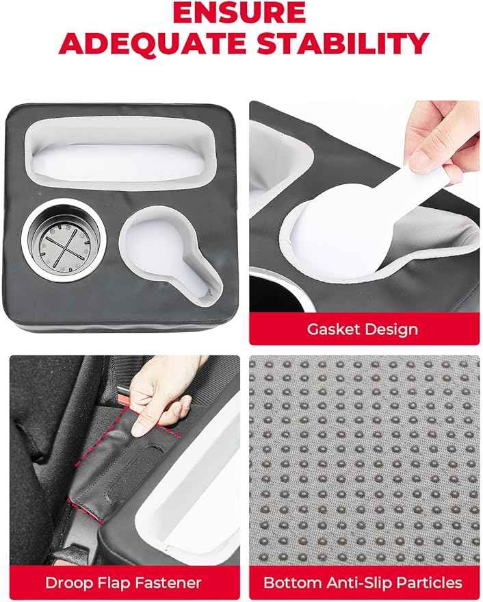 KEMIMOTO Back Seat Cup Holder for Car, Couch Cup Holder, Car Truck Boat Organizer, Couch Sofa Bed Expander Tray Holds Drinks, Snacks, Remote, Cell Mobile Phone (Black)