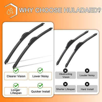 HULADAED® 16'' 16'' 12'' Windshield Wipers Replacement for Jeep Wrangler 2024-2018,Silicone Front Rear Wiper blades for MY Car-All Weather & Quiet(3 PACK)