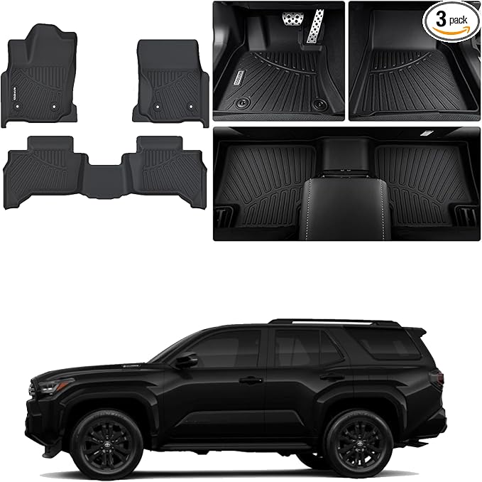 Front mats for 2025 2026 Toyota 4Runner 5-Seat All Weather Protection TPE Rubber Floor Liners for Toyota 4Runner 2025 car mat Accessoriess Odorless Anti-Slip, 1st & 2nd Row