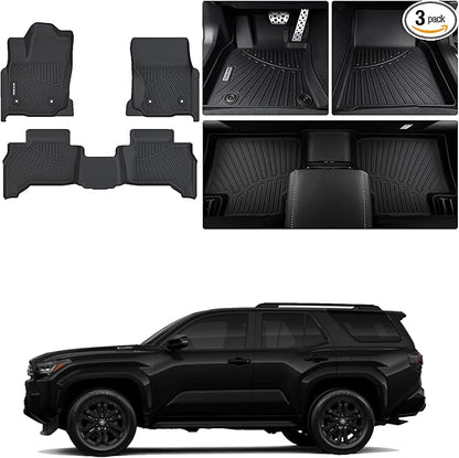 Front mats for 2025 2026 Toyota 4Runner 5-Seat All Weather Protection TPE Rubber Floor Liners for Toyota 4Runner 2025 car mat Accessoriess Odorless Anti-Slip, 1st & 2nd Row