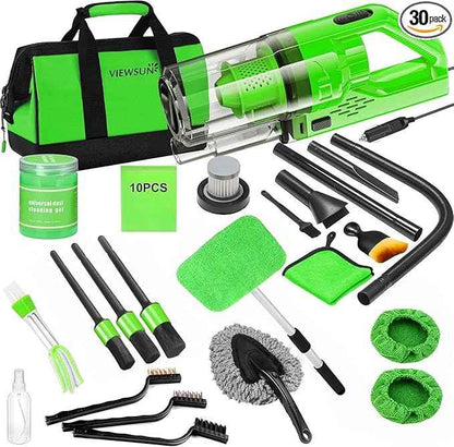 Viewsun 30pcs Car Cleaning Kit, Car Interior Detailing Kit with High Power Handheld Vacuum, Detailing Brush Set, Windshield Cleaner, Cleaning Gel, Complete Auto Accessories for Men, Women