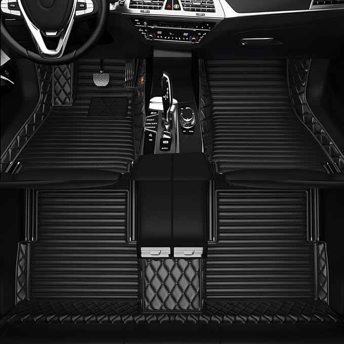 Customized Personalized car Floor MATS Luxury Full-Body car Floor mats are Suitable for 99% of Vehicle Models (Pickup Trucks/SUVs/sedans) and Offer Personalized Text Customization (Black1+1)